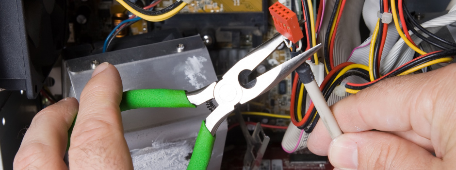 close up of electrician hands