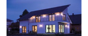 house lit up at night